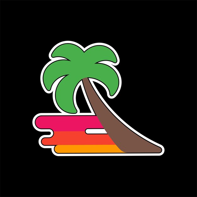 Vector tropical sticker with palm tree vector illustration