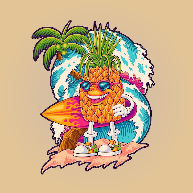 tropical summer pineapple illustration