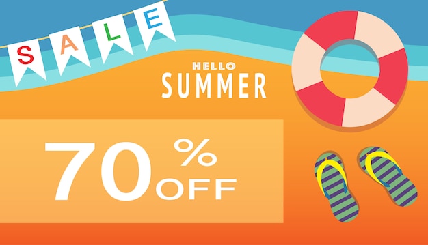 Tropical and summer time banner design.  Vector illustration. 