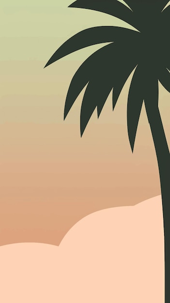 Vector tropical sunset beach silhouette art