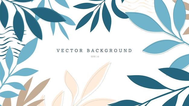 Tropical vector background for banner poster with bright modern design colored exotic leaves twigs