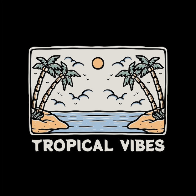 tropical vibes beach summer vector hand drawn illustartion