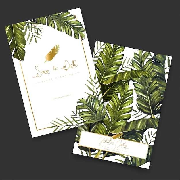 Tropical watercolor painting cards.