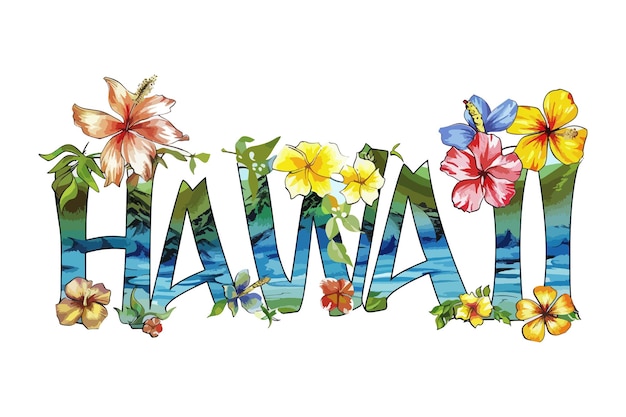 Vector tropical watercolor plants and flowers summer holiday banner