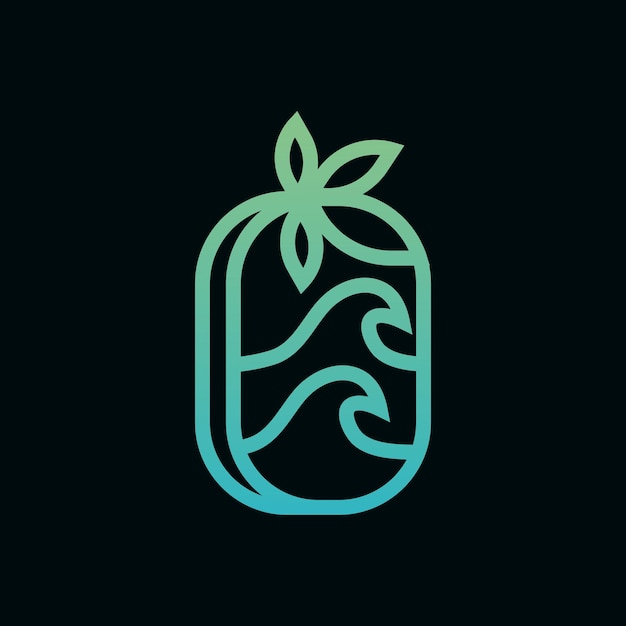 Tropical wave line gradient logo illustration design