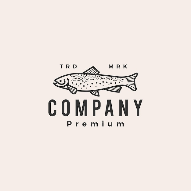 Vector trout fish hipster vintage logo template