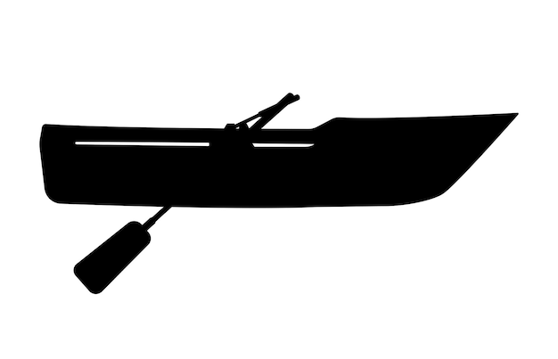 Trout Rowing Boat Silhouette Wooden small boat with paddles Illustration