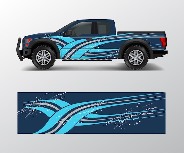 Truck and car graphic background wrap and vinyl sticker design vector