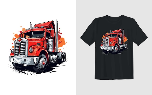 Vector truck cartoon vector illustration truck t shirt design