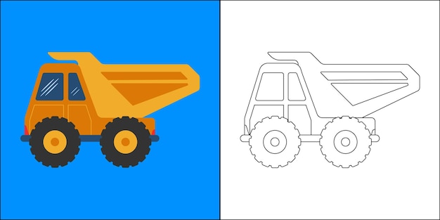 Truck construction suitable for children's coloring page vector illustration