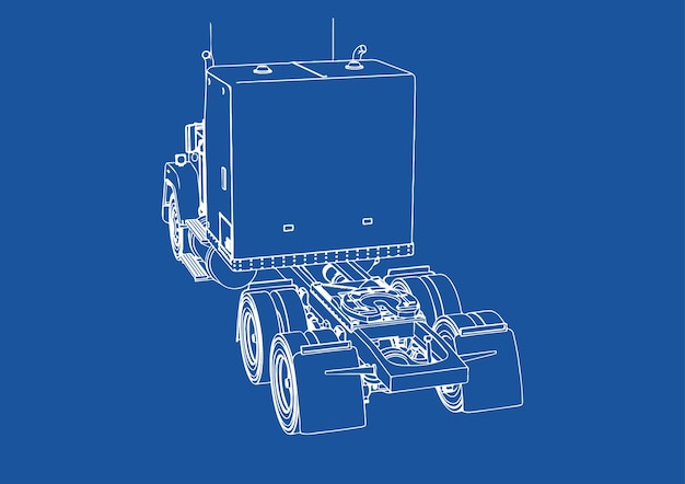 Truck drawing on blue background vectorx9