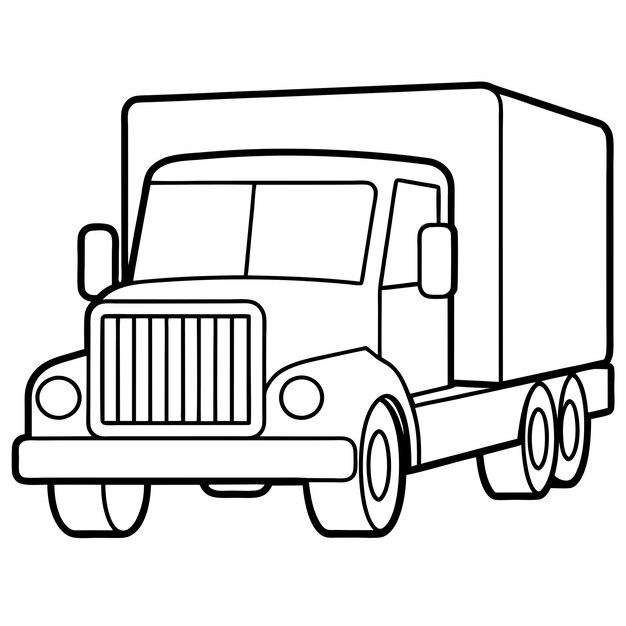 Vector truck outline coloring book page line art illustration digital drawing