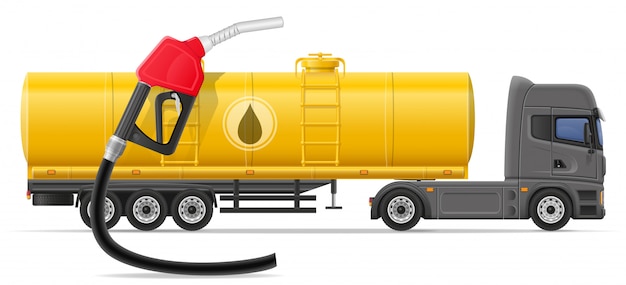 Truck semi trailer delivery and transportation of fuel for transport concept vector illustration