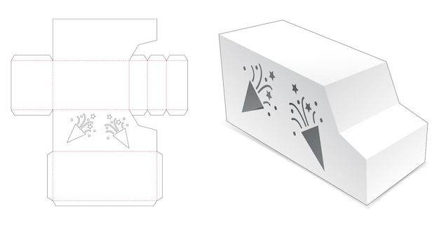 Truck shaped packaging with confetti die cut template