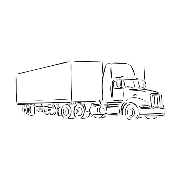 Truck symbol, sketch in simple lines. truck vector sketch illustration