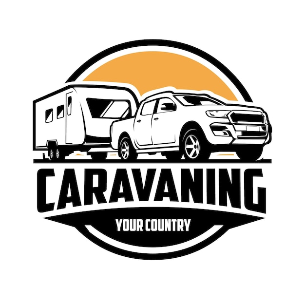 Truck tow Caravan logo illustration vector isolated