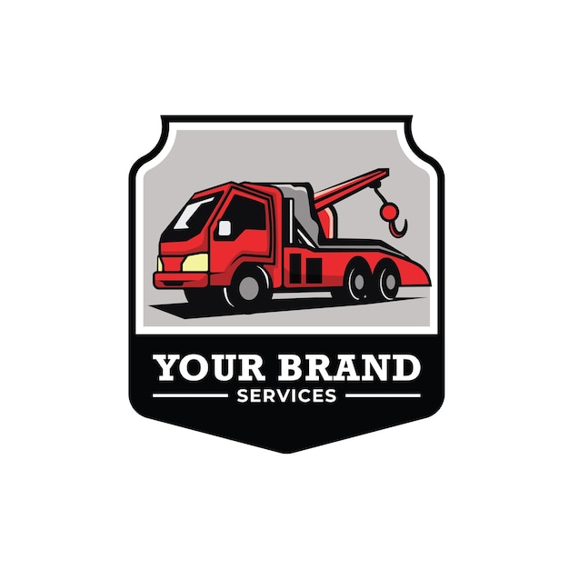 Truck towing logo template Suitable logo for business related to automotive service business industry