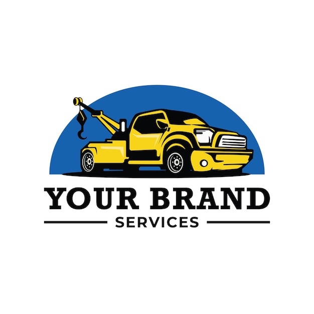 Truck towing logo template Suitable logo for business related to automotive service business industry