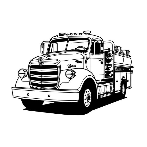 Vector truck vector line art illustrations