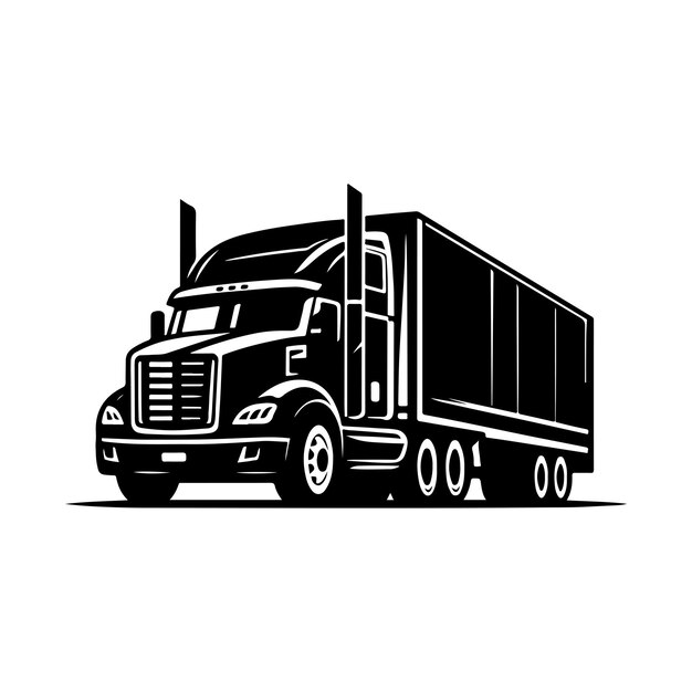 Vector truck vector truck logo icon car and cargo and cabin silhouette white background