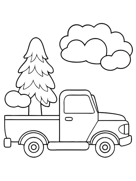 a truck with a tree on the top and the word  pine  on the side