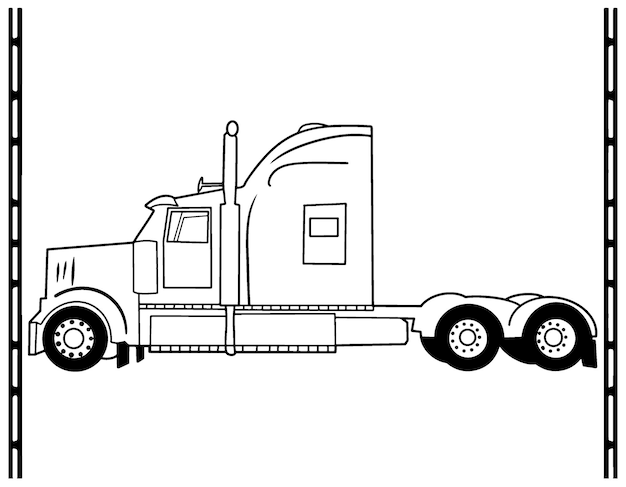 Truck without a trailer thin line icon, American Trucks Coloring Pages