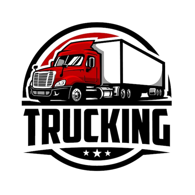 Trucking 18 wheeler circle emblem logo. Best for trucking and freight related industry