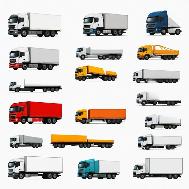 Vector trucks vector set white background isolated a high qualit