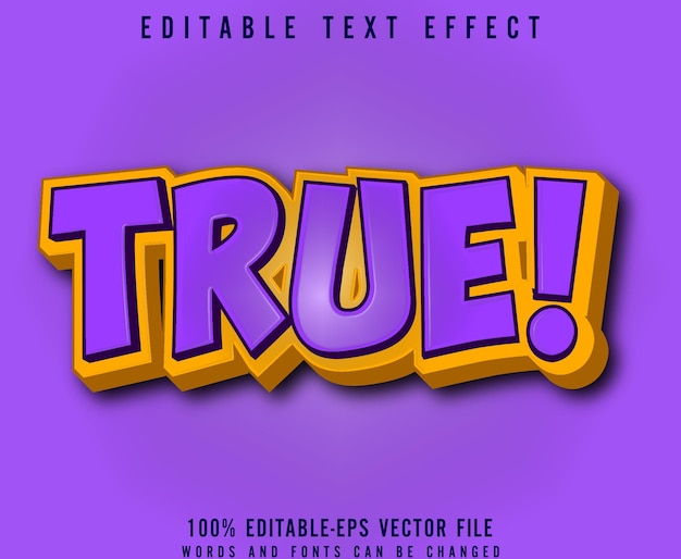 True editable text effect vector