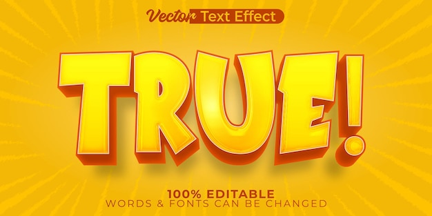 True Vector Text Effect Editable Alphabet Cartoon Super Yellow Comic