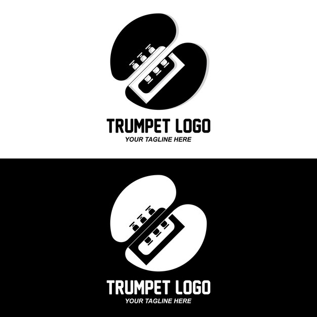 Trumpet logo design generate melody musical instrument vector sketch illustration