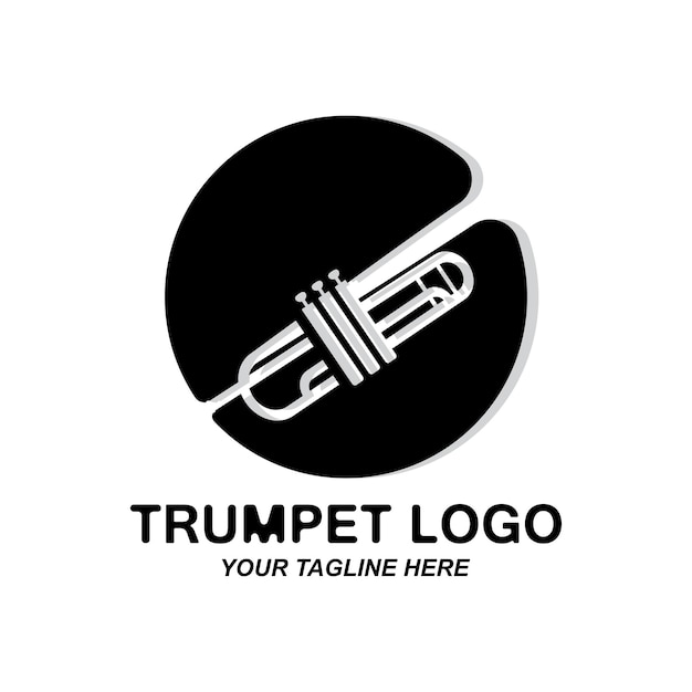 Trumpet logo design generate melody musical instrument vector sketch illustration