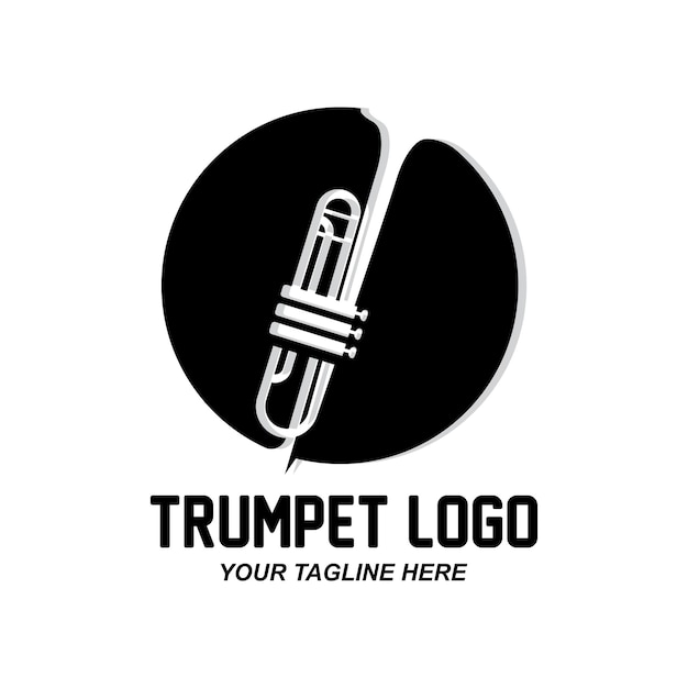 Trumpet logo design generate melody musical instrument vector sketch illustration