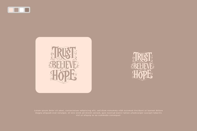 Vector trust believe hope christian hand lettering biblical phrases calligraphy faith quotes