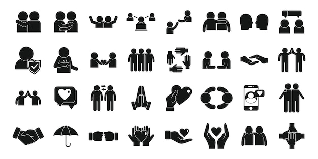 Trust icons set simple vector. People team. Together trust community