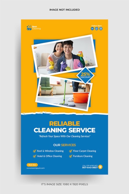 Vector trusted home cleaning service facebook instagram story template