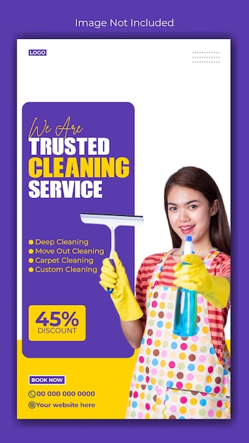 Vector trusty cleaning service instagram story template design for your agency