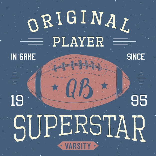 Tshirt design Football quarterback superstar vector