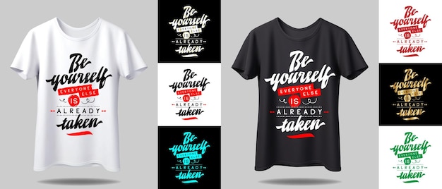 Tshirt design mockup New black and white typography tshirt design with mockup in different color