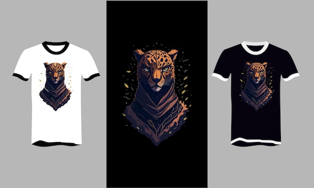 Tshirt design template of ninja tiger face vector