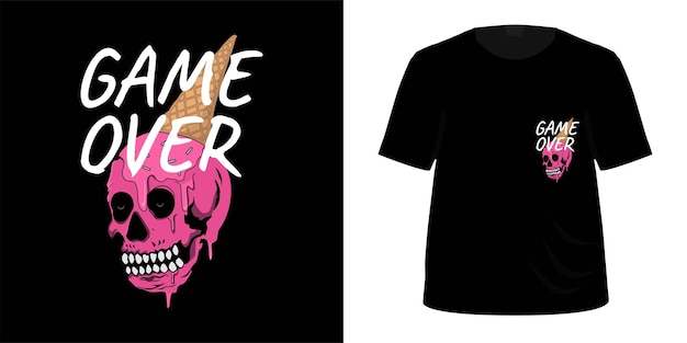 Tshirt design theme game over isolated white background