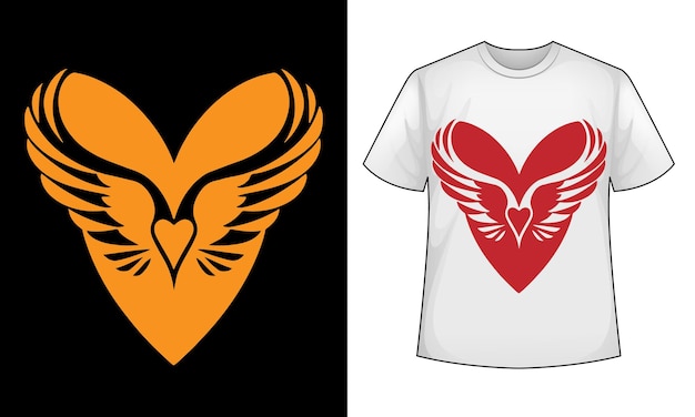 Tshirt design of a winged heart