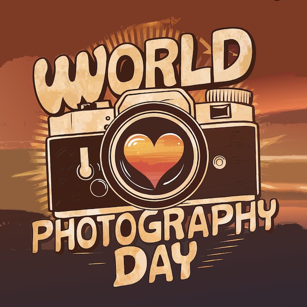 tshirt design for World Photography Day modern and film poster style