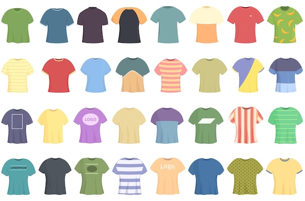 Tshirt icons set cartoon vector Clothes template