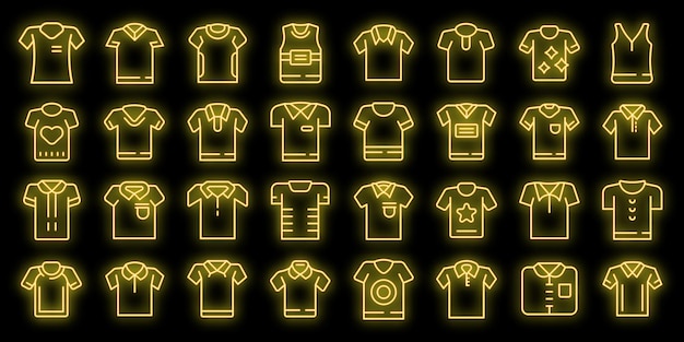 Tshirt icons set vector neon