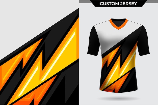 Tshirt jersey template modern orange lightning and black