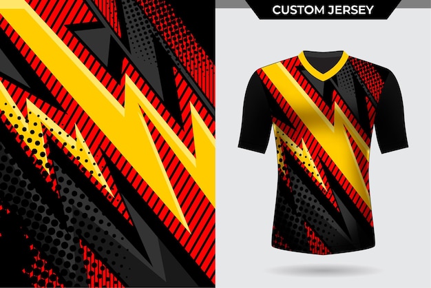 Tshirt jersey template red and yellow with halftone pattern and lines