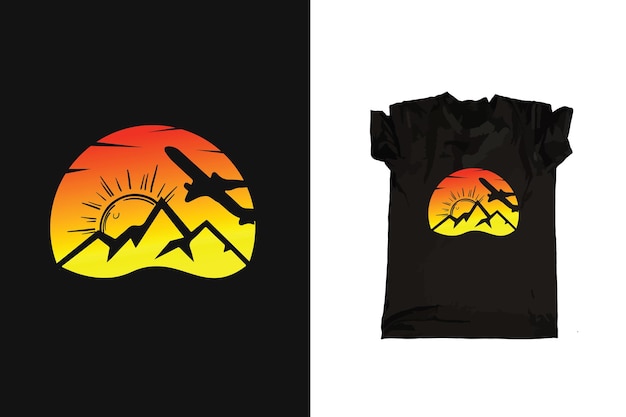 Tshirt mountain  sunset retro style