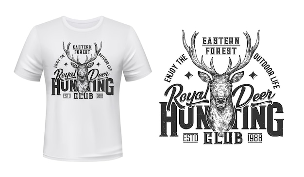 Tshirt print with sketch deer reindeer mascot