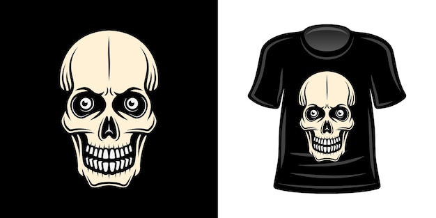 Tshirt print with skull vector apparel design template